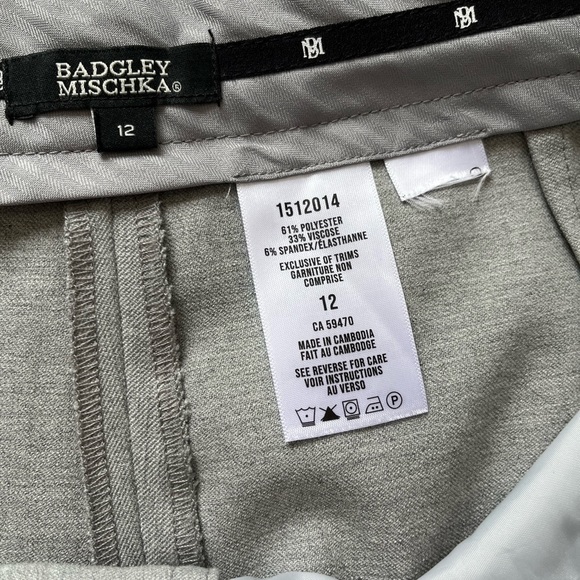 Badgley Mischka Slim Straight Leg Grey Cropped Trouser Pant sz 12 - Picture 8 of 8